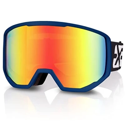 Image of EXP VISION Ski Goggles, Anti fog Snow Snowboard Goggle OTG Dual lens with 100% UV400 Protection for Men Women (Blue Frame Red Lens)