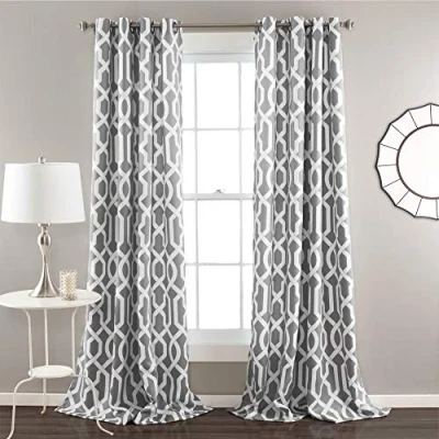 Image of Lush Decor Curtains Room Darkening Gray Window Panel Set for Living, Dining, Bedroom (Pair), Polyester, Grey, 52&quot; W x 84&quot; L (Pack of 1)