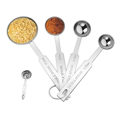 Image of Stainless Steel Measuring Spoons Sets,4 Pieces Metal Measure Spoon for Baking, Tools, Cooking, Cups (Four 4 Pcs)