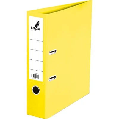 Image of Kangaro Polypropylene Plastic Folder 7.5 cm Spine Width DIN A4 Colour Yellow (Ring Binder, Lever Arch Folder, Letter Folder)