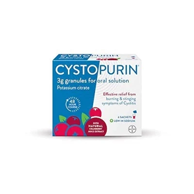Image of Cystopurin Cystitis Relief, Cranberry Flavour and Low in Sodium, 6 Sachets