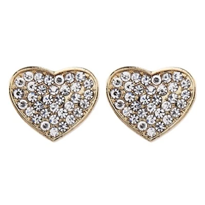 Image of Clip On Earrings Gold Plated Heart With Clear Crystals Whitney