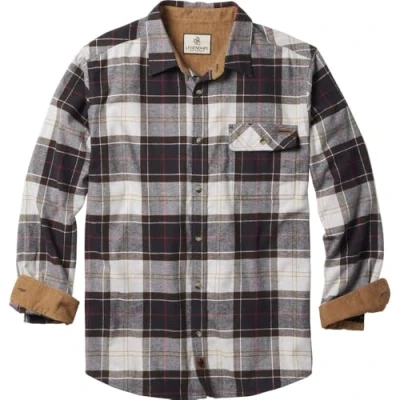 Image of Legendary Whitetails Men&#039;s Buck Camp Flannel, Long Sleeve Plaid Button Down Casual Shirt, Corduroy Cuffs, Huntsman Charcoal Plaid, Medium