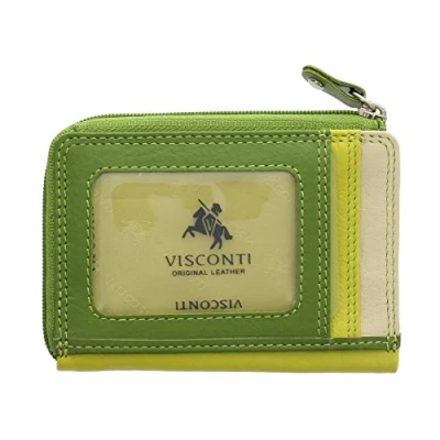 Image of VISCONTI Leather Rainbow Collection PHI Slimline Credit Card Purse RB110 Lime Multi