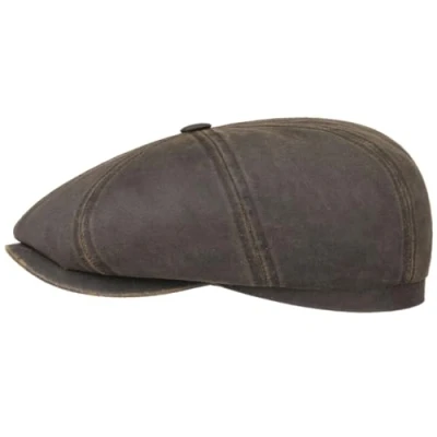 Image of Stetson Hatteras Old Cotton Newsboy Cap Women/Men Oilskin caps with Peak, Peak Winter Autumn Spring Summer S (54 55 cm) Brown