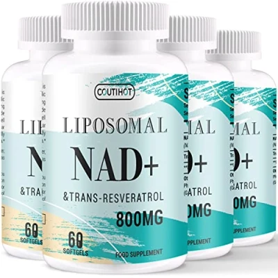 Image of Liposomal NAD+ 500mg with Trans Resveratrol 300mg Softgels Actual Supplement 2 in 1 Anti Aging Formula for Cellular Repair, Promote Longevity &amp; Vitality (Pack of 4)
