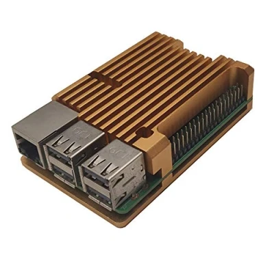 Image of ZkeeShop Aluminum Case Alloy Armor with Cooling Heatsink Compatible for Raspberry Pi 3 Model B，Pi B+，Pi 2 B (Not include Board) (Gold Without fan)