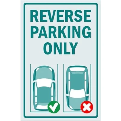 Image of Reverse parking only, light blue 1mm flexible Plastic sign (300mm x 200mm)