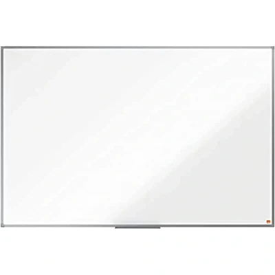 Image of Nobo Steel Magnetic Whiteboard, 1500 x 1000mm, Aluminium Trim, Corner Wall Mounting, Includes Whiteboard Pen Tray, Essence Range, 150 100cm, White, 1905212