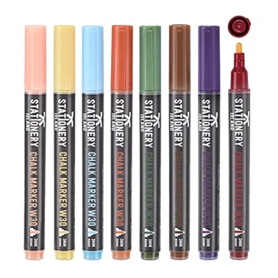 Image of STATIONERY ISLAND Chalk pens for blackboard, Liquid Markers Chalkboard and Glass, Wipeable Window Drawing,Earth Tone