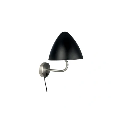 Image of Dyberg Larsen wall lamp Oulu, black/steel, Ø 20.3 cm