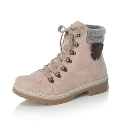 Image of Rieker Women Ankle Boots Y9430, Ladies Lace up Boot,Boot,Half Boot,lace Bootie,Transition Shoe,Pink (rosa / 32),39 EU 6 UK