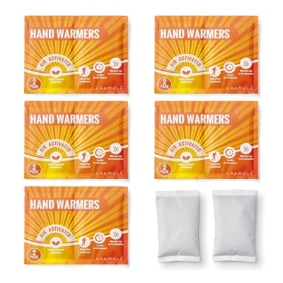 Image of Bramble Hand Warmers Disposable 5 Pack (10 Warmers) Pocket for Hiking, Outdoor Activities, Skiing 8 Hours of Heat