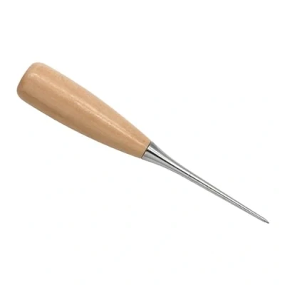 Image of Tool with Wood Handle Leatherworking Leather Hole Stitching Needle 4.9inch for Craft &amp; Fabric Marking Piercing