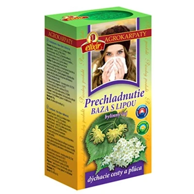 Image of Cold and Flu Tea with Elderberry Linden Cough Pure Natural Herbal Grown in Europe (20 Bags 40g)