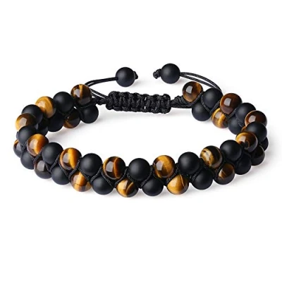 Image of COAI Onyx Tiger Eye Bracelet Stone Beaded Crystal for Men Women