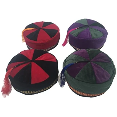 Image of Siesta Velvet Smoking Hat Cap Fez FES Unisex Men&#039;s Women&#039;s for Fancy Dress, Festivals and Parties (Red Rim &amp; Black, 59cm)