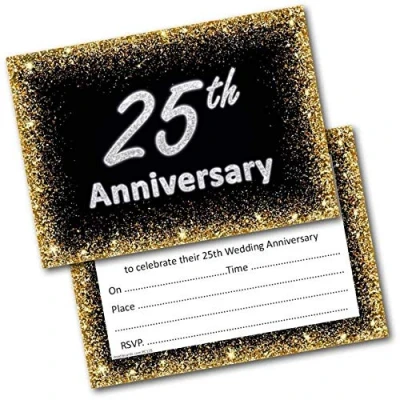 Image of doodlecards Silver Wedding Anniversary Invitations 25th Pack of 20 Invites and Envelopes Envelopes. Printed in UK, Premium Quality &amp; 100% Recyclable.