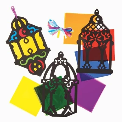 Image of Baker Ross FX932 Ramadan Stained Glass Decoration Kits Pack of 6, Religious Education Arts and Crafts for Kids