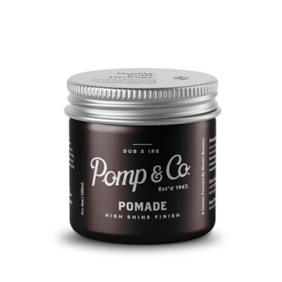 Image of Pomp &amp; Co High Shine Pomade, Mens Styling Pomade For A medium Strong Hold With Wetlook Finish, Water Based 120ml