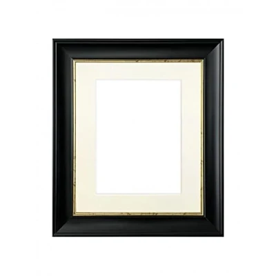 Image of FRAMES BY POST Scandi Black with Crackle Gold Picture Photo Frame Ivory Mount A2 Image Size A3 Plastic Glass