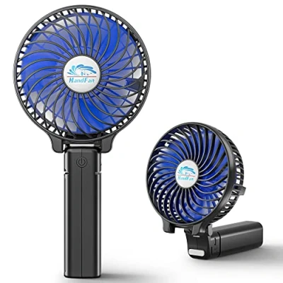 Image of HandFan Hand Held Fan Personal 3 Speeds 180Foldable Battery Operated Rechargeable Portable Mini Desk For Home Outdoor Travel Camping Beach with Metal Clip