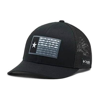Image of Columbia PFG Flag Mesh Ball Cap High Crown, Black/Black/Texas Fish, Large/X Large