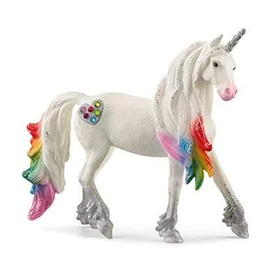 Image of SCHLEICH 70725 Rainbow Love Unicorn Stallion bayala Toy Figurine for children aged 5 12 Years, Black