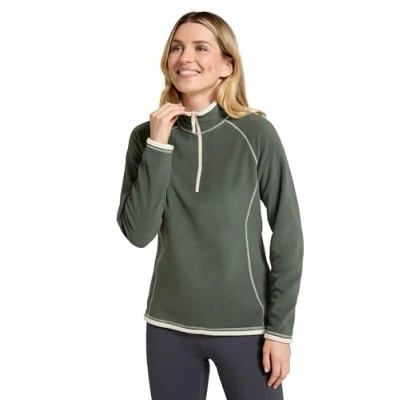 Image of Mountain Warehouse Montana Womens Microfleece Breathable Ladies Sweater, Quick Drying Pullover, Warm Fleece Jacket, Half Zip For Autumn Winter, Travelling, Outdoors Dark Green Women&#039;s Size 10