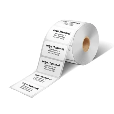 Image of GoodMarkt self Adhesive Personalized Address Labels 57x32 mm, 50 Labels/roll, White Paper Stickers consisting of 1 to 5 Lines with The Text You Want