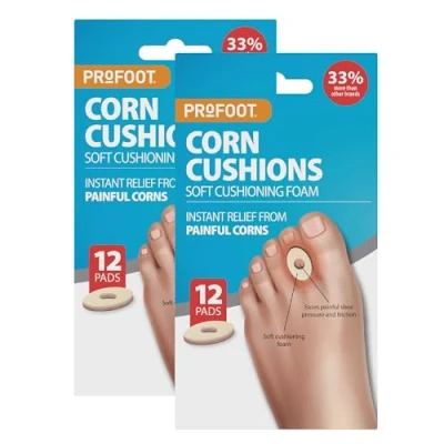 Image of Profoot Corn Cushions provides instant relief from pain caused by Corns or calluses soft cushioning foam 2 Pack (24 Cushions)