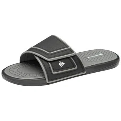 Image of DUNLOP Mens Sliders Shoes Summer Holiday Beach Pool Shower Sandals Flip Flops Soft Comfortable Casual Walking Flat Open Toe Lightweight Slipper Mules (Black, 11)