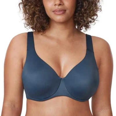 Image of Delimira Women&#039;s Minimiser Bra Plus Size Non Padded Underwired Seamless Comfort Bras Sargasso 38C