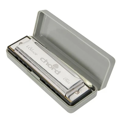 Image of Chord 10 Hole Harmonica With Case &amp; Cleaning Cloth Key B