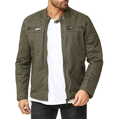 Image of Red Bridge Men&#039;s Jacket Cotton Ribbed Casual Transition Windbreaker Zipper Biker Winter Coats