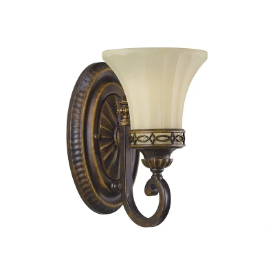 Image of Drawing Room 1 Light Wall Walnut Glass Shade, E27