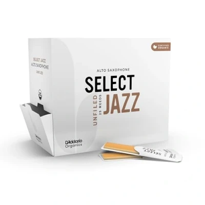 Image of D&#039;Addario Organic Select Jazz Unfiled Alto Saxophone Reeds, Strength 2 Hard, 25 Pack
