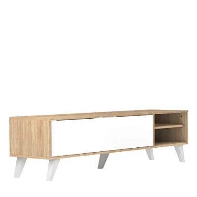 Image of Temahome Prism Tv Stand, Oak/White, 165 x 40 43.2 cm