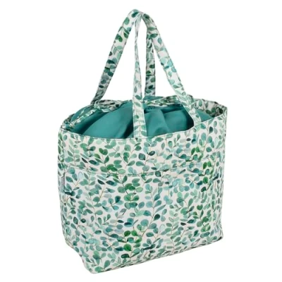 Image of Hobby Gift Drawstring Craft Bag Wool Storage Tote, Yarn Holder 100% Cotton 39 x 32 32cm Eucalyptus