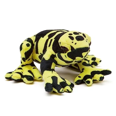 Image of Zappi Co 100% Recycled Plush Poison Dart Frog Yellow/Black Toy (15cm Width) Stuffed Soft Cuddly Eco Friendly animals Collection For New Born Child First kid