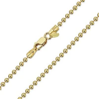 Image of Amberta 18K Gold Plated on 925 Sterling Silver 2 mm Ball Chain Necklace Length 18&quot; inch / 45 cm (18)