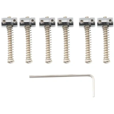 Image of Musiclily Pro 10.8mm Small Barrel Steel Telecaster Saddles for Fender Squier Tele Style Electric Guitar, Chrome (Set of 6)