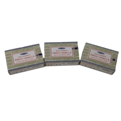 Image of Satya Nag Champa Incense Backflow, 12 Cones X 3 Packs, One Size with JRose Trolley Coin (3 Sweet Vanilla)