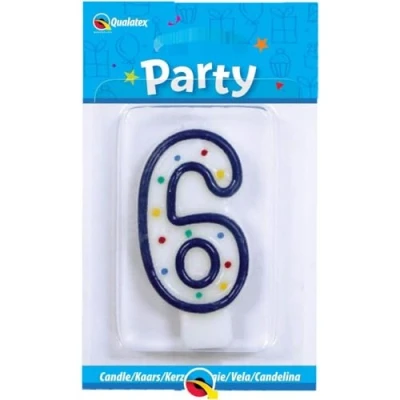 Image of Qualatex Candle Age 6, 6th Birthday Candle, Cake 6 Sixth Birthday, 26380, Multi Colour