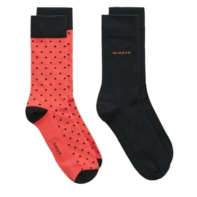 Image of GANT Mens Socks 2 Pack Solid &amp; Dot (UK, Numeric, 9, 11, Regular, Sunset Pink)