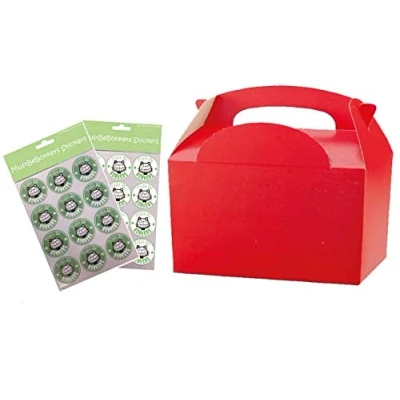 Image of MustBeBonkers Plain Coloured Meal Box for Children/Kids Perfect Picnics, BBQs, and Birthday Parties Fully Compostable, Biodegradable Eco Friendly With Seal Stickers (Red, 30 Packs)