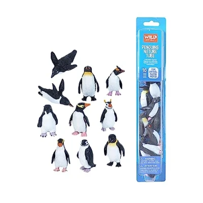 Image of Wild Republic 20858 Figures Penguins Playset, Nature Tube, Multi, 10 Piece Set