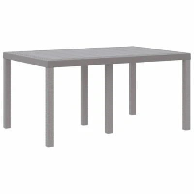 Image of vidaXL Outdoor Patio Dining Table Light Grey Synthetic Plastic Rectangular, Stylish &amp; Durable Seats 6 for Gardens, Decks, Balconies