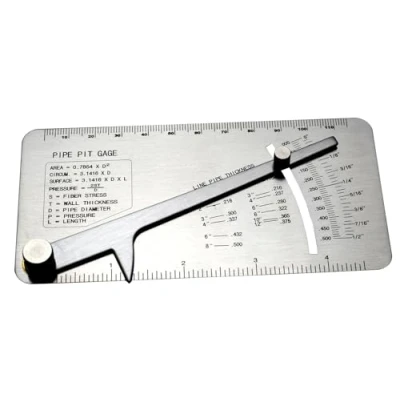 Image of RIVERWELD Pipe Pit Gauge Welding Gage Test Ulnar Welder Inspection Range is 0 to 1/2 in 1/64 &amp; .010 Increments Inch or Metric
