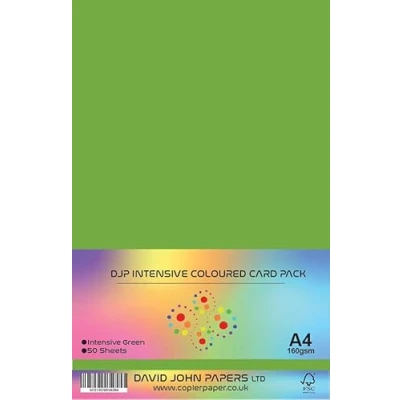 Image of DJP A4 160gsm Intensive Green Coloured Craft Card (50 Sheets)